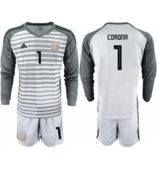 Mexico #1 Corona Grey Long Sleeves Goalkeeper Soccer Country Jersey