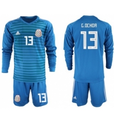 Mexico #13 G.Ochoa Blue Long Sleeves Goalkeeper Soccer Country Jersey