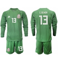 Mexico #13 G.Ochoa Green Long Sleeves Goalkeeper Soccer Country Jersey