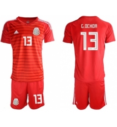 Mexico #13 G.Ochoa Red Goalkeeper Soccer Country Jersey