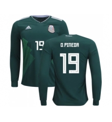 Mexico #19 O.Pineda Home Long Sleeves Soccer Country Jersey