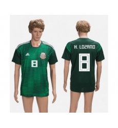 Mexico #8 H.Lozano Green Training Soccer Country Jersey