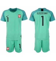 Poland #1 Szczesny Green Goalkeeper Soccer Country Jersey