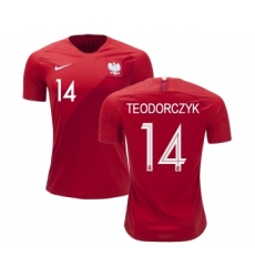Poland #14 TEODORCZYK Away Soccer Country Jersey