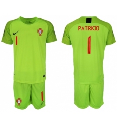 Portugal #1 Patricio Shiny Green Goalkeeper Soccer Country Jersey