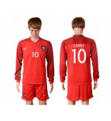 Portugal #10 Danny Home Long Sleeves Soccer Country Jersey