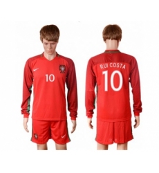 Portugal #10 Rui Costa Home Long Sleeves Soccer Country Jersey