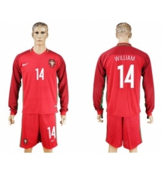 Portugal #14 William Home Long Sleeves Soccer Country Jersey