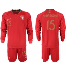 Portugal #15 Andre Gome Home Long Sleeves Soccer Country Jersey