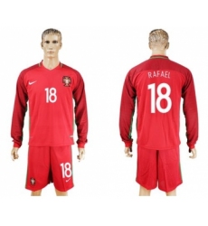 Portugal #18 Rafael Home Long Sleeves Soccer Country Jersey