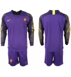 Portugal Blank Purple Goalkeeper Long Sleeves Soccer Country Jersey