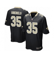 Men's New Orleans Saints #35 Marcus Sherels Game Black Team Color Football Jersey