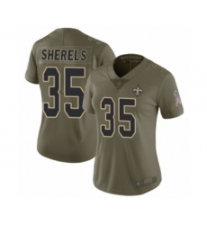 Women's New Orleans Saints #35 Marcus Sherels Limited Olive 2017 Salute to Service Football Jersey