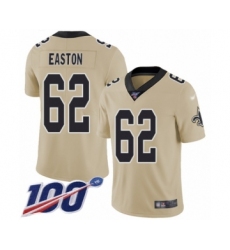 Men's New Orleans Saints #62 Nick Easton Limited Gold Inverted Legend 100th Season Football Jersey