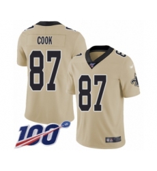 Men's New Orleans Saints #87 Jared Cook Limited Gold Inverted Legend 100th Season Football Jersey