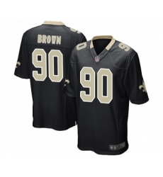 Men's New Orleans Saints #90 Malcom Brown Game Black Team Color Football Jersey