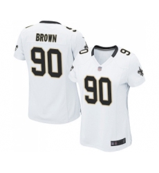 Women's New Orleans Saints #90 Malcom Brown Game White Football Jersey