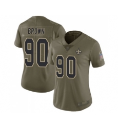 Women's New Orleans Saints #90 Malcom Brown Limited Olive 2017 Salute to Service Football Jersey