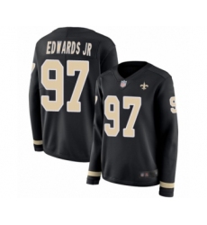 Women's New Orleans Saints #97 Mario Edwards Jr Limited Black Therma Long Sleeve Football Jersey