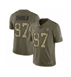 Youth New Orleans Saints #97 Mario Edwards Jr Limited Olive Camo 2017 Salute to Service Football Jersey