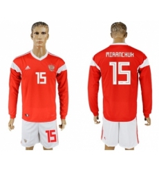 Russia #15 Miranchuk Red Home Long Sleeves Soccer Country Jersey