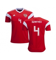 Russia #4 Ignatyev Home Soccer Country Jersey