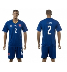 Slovakia #2 Tesak Blue Away Soccer Country Jersey