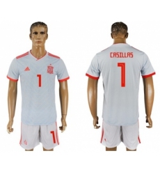 Spain #1 Casillas Away Soccer Country Jersey