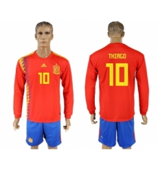 Spain #10 Thiago Red Home Long Sleeves Soccer Country Jersey