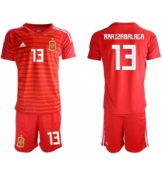 Spain #13 Arrizabalaga Red Goalkeeper Soccer Country Jersey