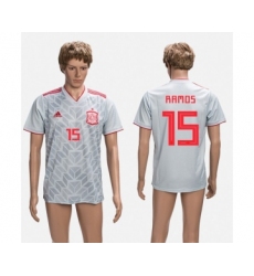 Spain #15 Ramos Grey Training Soccer Country Jersey