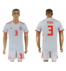 Spain #3 Pique Away Soccer Country Jersey