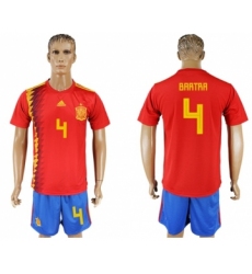 Spain #4 Bartra Home Soccer Country Jersey