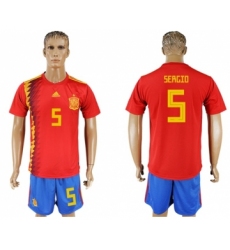 Spain #5 Sergio Home Soccer Country Jersey