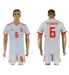 Spain #6 A.Iniesta Away Soccer Country Jersey