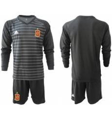 Spain Blank Black Long Sleeves Goalkeeper Soccer Country Jersey