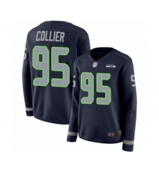 Women's Seattle Seahawks #95 L.J. Collier Limited Navy Blue Therma Long Sleeve Football Jersey