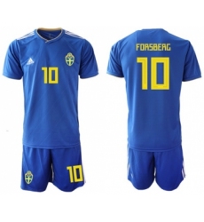 Sweden #10 Forsberg Away Soccer Country Jersey