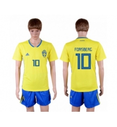 Sweden #10 Forsberg Home Soccer Country Jersey