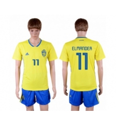 Sweden #11 Elmander Home Soccer Country Jersey