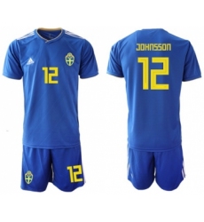 Sweden #12 Johansson Away Soccer Country Jersey