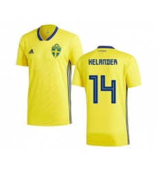 Sweden #14 Helander Home Soccer Country Jersey