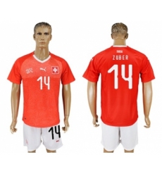 Switzerland #14 Zuber Red Home Soccer Country Jersey