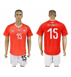 Switzerland #15 Dzemaili Red Home Soccer Country Jersey