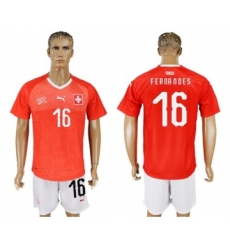 Switzerland #16 Fernandes Red Home Soccer Country Jersey