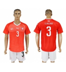 Switzerland #3 Llacroi Red Home Soccer Country Jersey