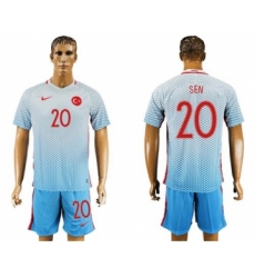 Turkey #20 Sen Away Soccer Country Jersey