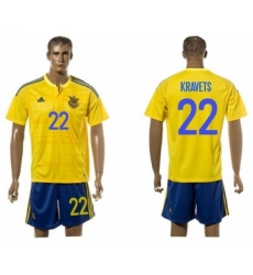 Ukraine #22 Kravets Home Soccer Country Jersey