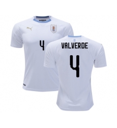 Uruguay #4 Valverde Away Soccer Country Jersey