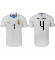 Uruguay #4 Valverde Home Soccer Country Jersey